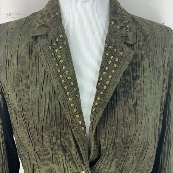 Reba Olive Green animal print Size Small Fitted Jacket blazer - Picture 9 of 12